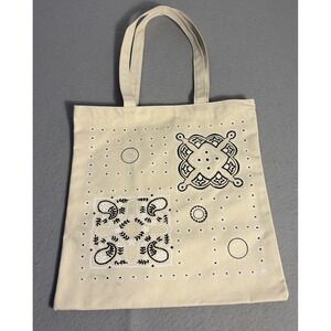 NWOT Madewell Canvas Tote Bag Off White Black Bandanna Print Reusable Shopper